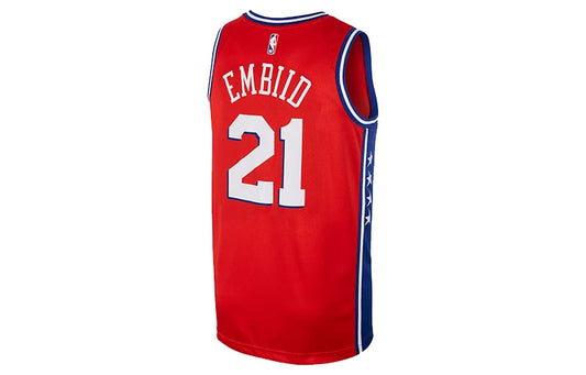 Nike NBA 76ers Earned Edition Jersey 'Joel Embiid #21' Red 2019 (877219-659)