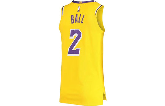Nike NBA Los Angeles Lakers Icon Edition Authentic Jersey 'Lonzo Ball #2' Gold 2017 (AA7265-728)