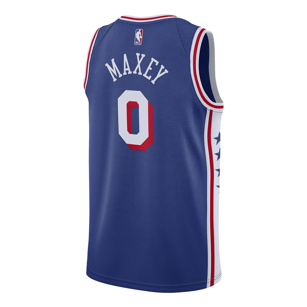 Nike NBA 76ers Statement Edition Jersey 'Tyrese Maxey #0' Blue 2022 (DX8620-403)