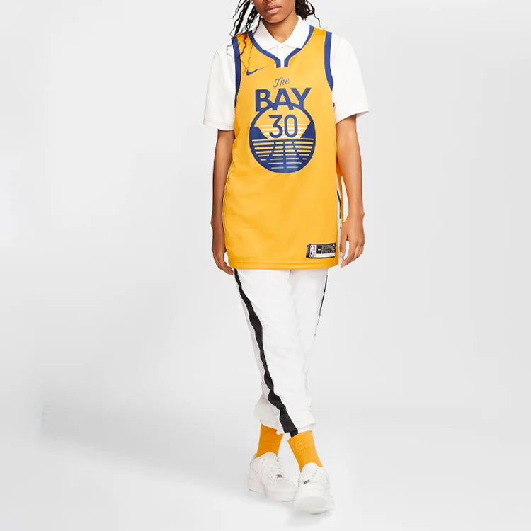 Nike NBA Golden State Warriors The Bay City Edition Swingman Jersey 'Stephen Curry #30' Gold (AT9799-731)