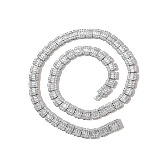 Baguette Halo Tennis Necklace