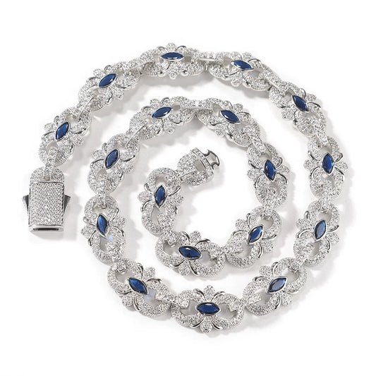 Versailles Iced Floral Cuban Link Necklace