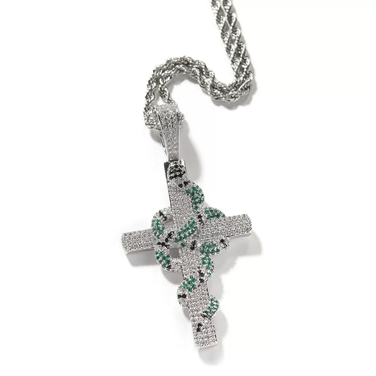 Serpent Cross Pendant Necklace