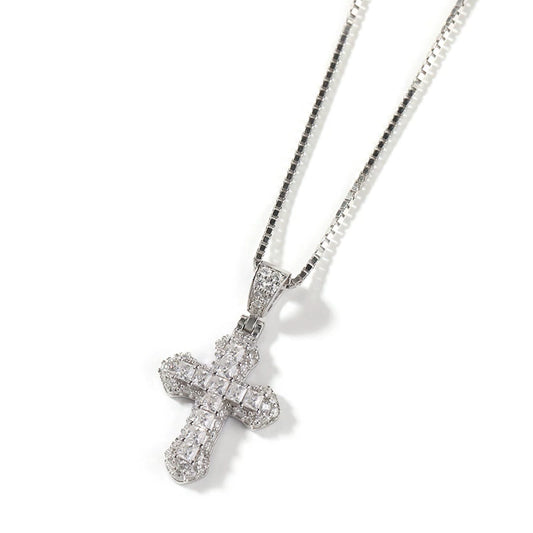 The Baguette Cross Pendant Necklace