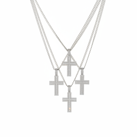 Cross Necklace - Layered Three Chains