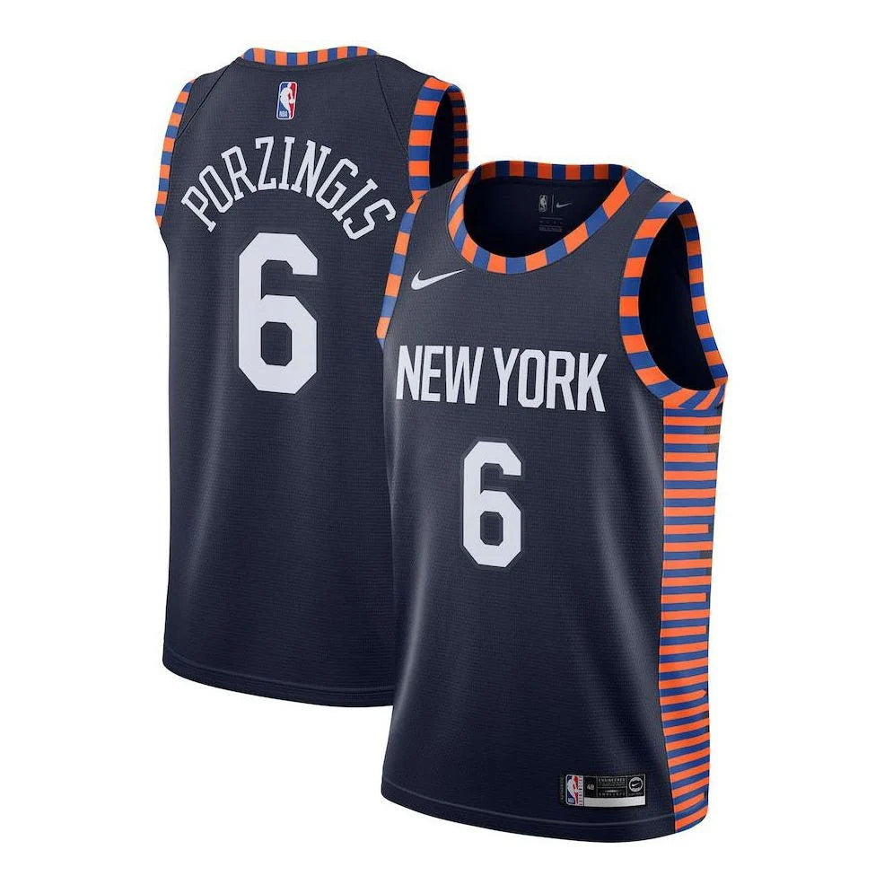 Nike NBA New York Knicks City Edition Swingman Jersey 'Kristaps Porzingis #6' Dark Navy 2018 (AJ4630-419)