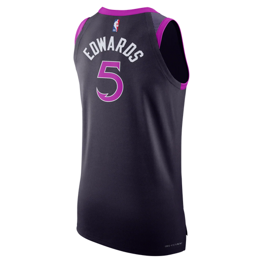 Nike NBA Timberwolves City Edition Authentic Jersey 'Anthony Edwards #5' Midnight Purple 2023 (HM6114-526)