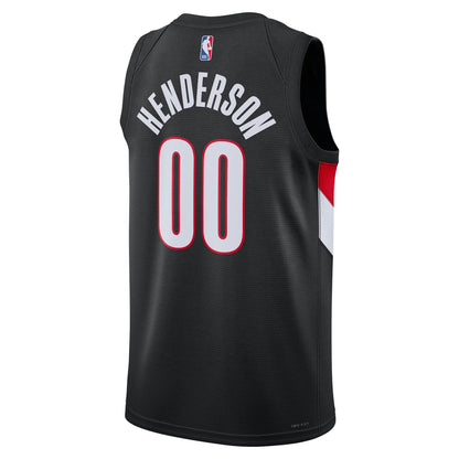 Nike NBA Blazers Icon Edition Jersey 'Scoot Henderson #00' Black 2023 (HM3990-012)