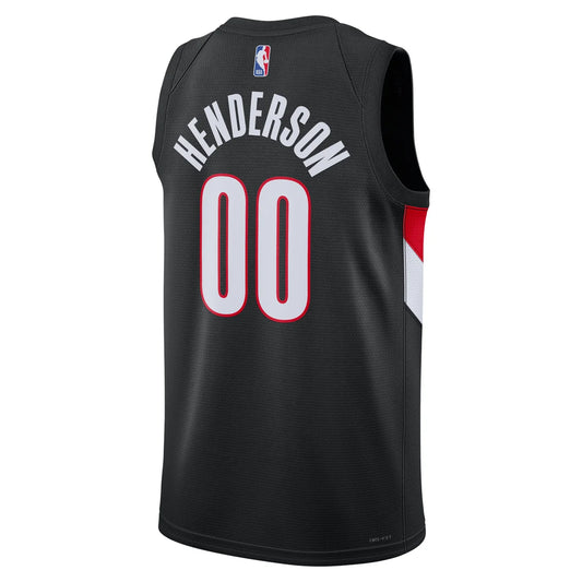 Nike NBA Blazers Icon Edition Jersey 'Scoot Henderson #00' Black 2023 (HM3990-012)