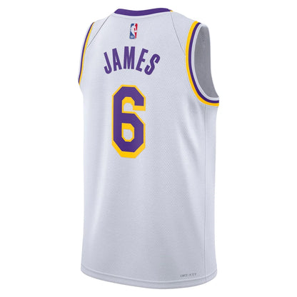 Nike NBA Los Angeles Lakers Association Edition Swingman Jersey 'LeBron James #6' White (CW3595-103)