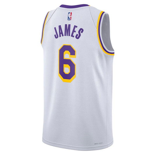 Nike NBA Los Angeles Lakers Association Edition Swingman Jersey 'LeBron James #6' White (CW3595-103)