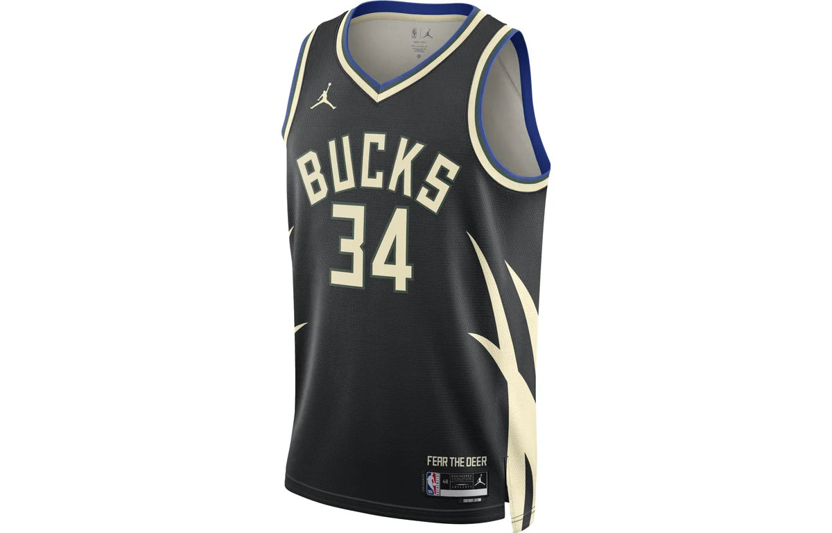 Jordan Brand NBA Milwaukee Bucks Statement Edition Swingman Jersey 'Giannis Antetokounmpo #34' Black 2022 (DO9533-010)