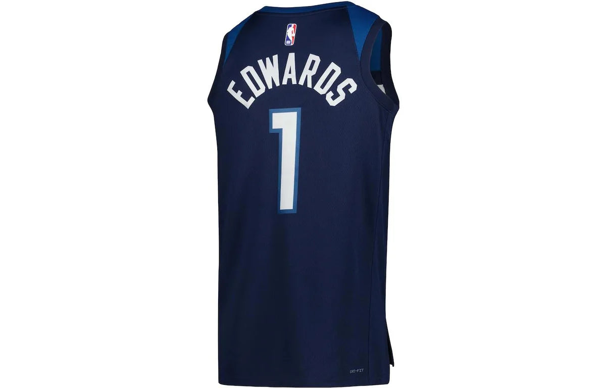 Nike NBA Timberwolves Icon Edition Jersey 'Anthony Edwards #1' Navy 2022 (DN2013-421)