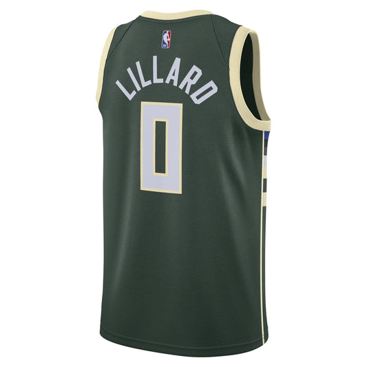 Nike NBA Bucks Icon Edition Jersey 'Damian Lillard #0' Green 2023 (DN2012-332)