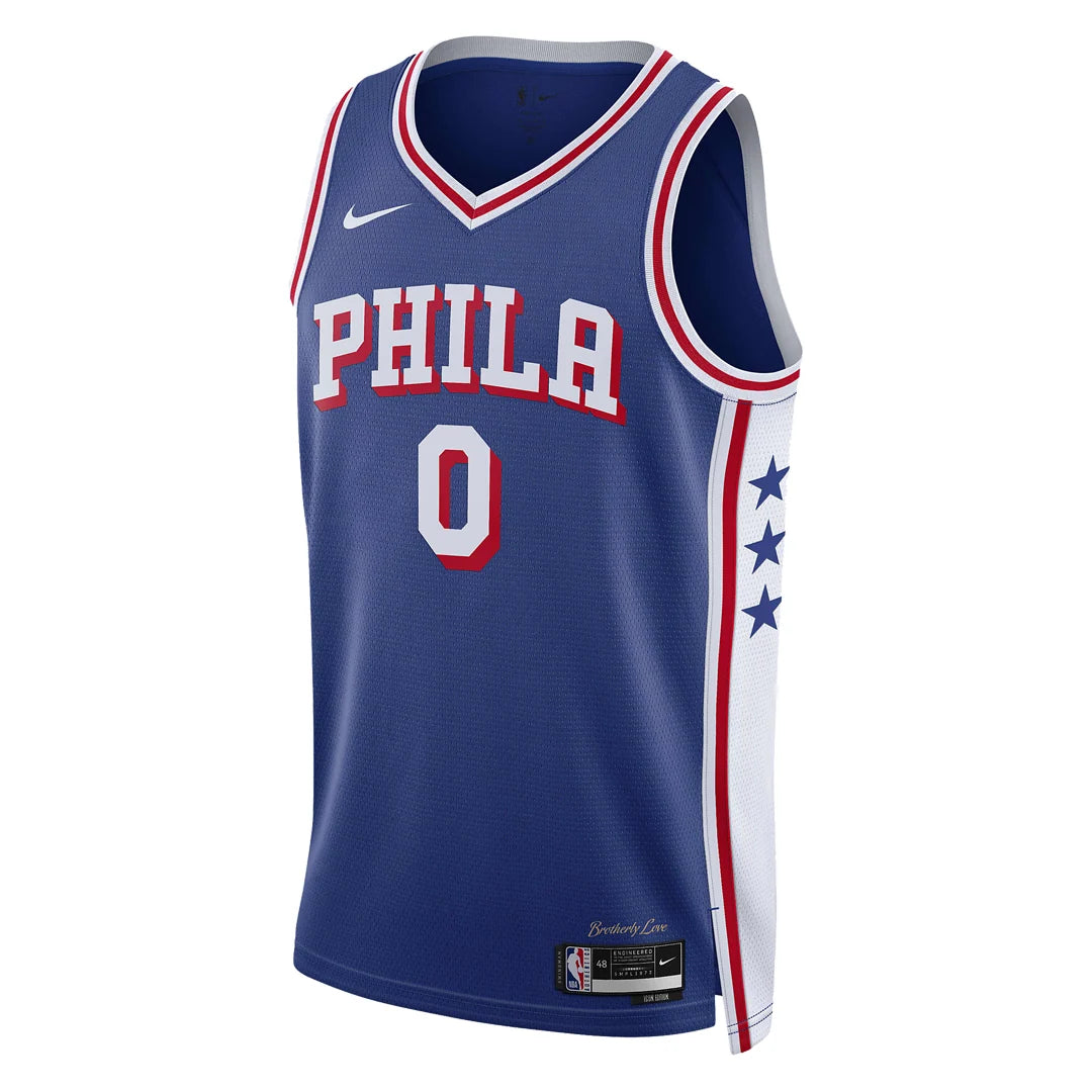 Nike NBA 76ers Statement Edition Jersey 'Tyrese Maxey #0' Blue 2022 (DX8620-403)