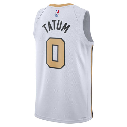 Nike NBA Celtics City Edition Swingman Jersey 'Jayson Tatum #0' White Gold (HM5974-103)
