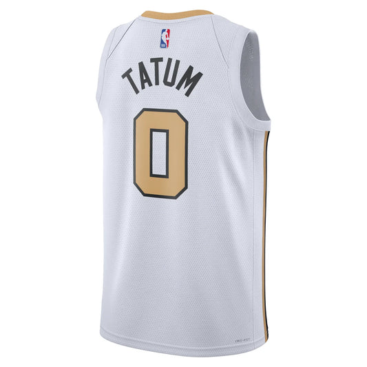Nike NBA Celtics City Edition Swingman Jersey 'Jayson Tatum #0' White Gold (HM5974-103)