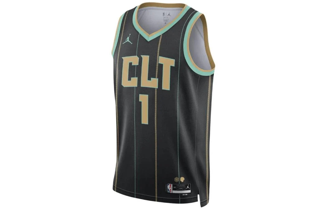 Jordan NBA Hornets City Edition Jersey 'LaMelo Ball #1' Black 2022 (DO9587-011)