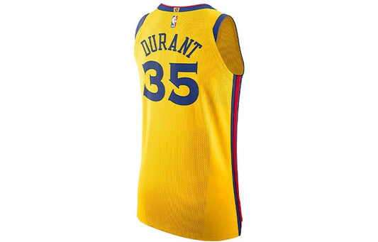Nike NBA Warriors City Edition Authentic Jersey 'Kevin Durant #35' Gold 2017 (AH6052-729)