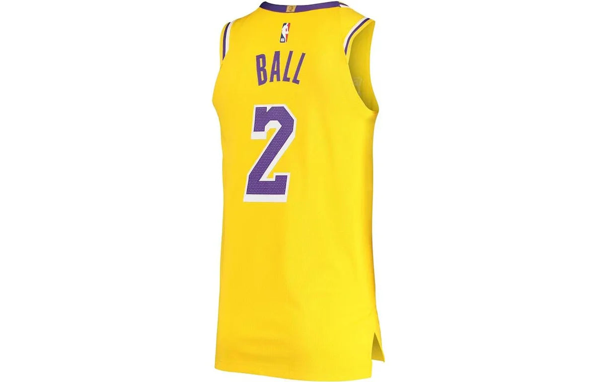 Nike NBA Los Angeles Lakers Icon Edition Authentic Jersey 'Lonzo Ball #2' Gold 2017 (AA7265-728)