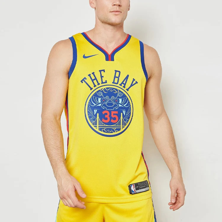 Nike NBA Golden State Warriors City Edition Jersey 'Kevin Durant #35' Gold 2017-18 (912101-729)