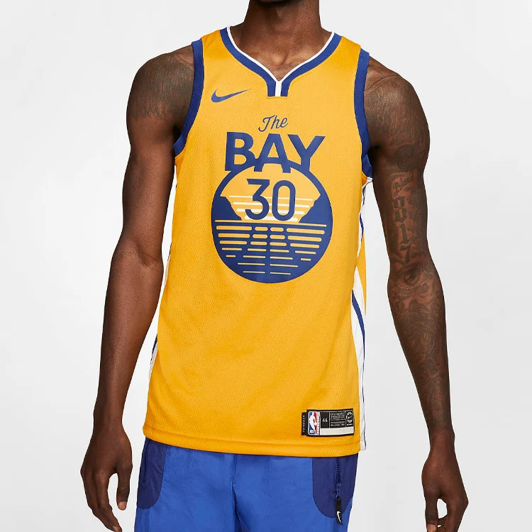 Nike NBA Golden State Warriors The Bay City Edition Swingman Jersey 'Stephen Curry #30' Gold (AT9799-731)