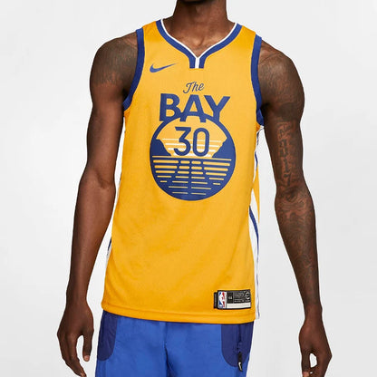 Nike NBA Golden State Warriors The Bay City Edition Swingman Jersey 'Stephen Curry #30' Gold (AT9799-731)