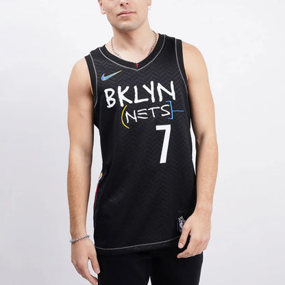 Nike NBA Brooklyn Nets City Edition Jersey 'Kevin Durant #7' Black BKLYN Graffiti 2020 (CN1713-010)