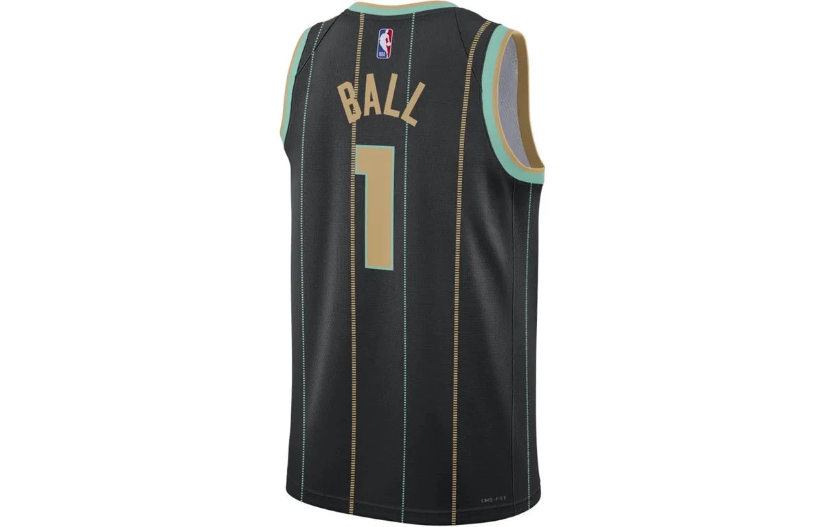 Jordan NBA Hornets City Edition Jersey 'LaMelo Ball #1' Black 2022 (DO9587-011)