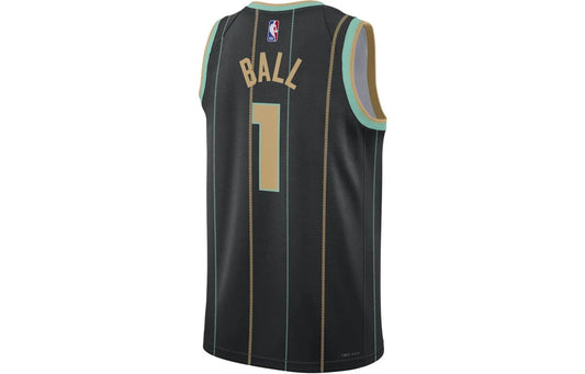 Jordan NBA Hornets City Edition Jersey 'LaMelo Ball #1' Black 2022 (DO9587-011)