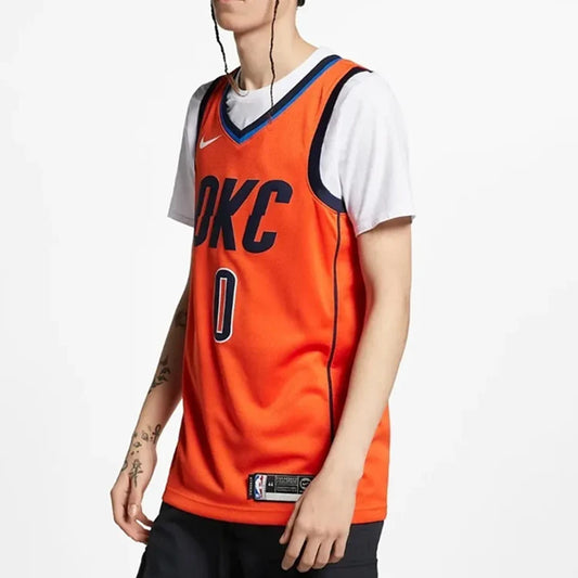 Nike NBA Oklahoma City Thunder Earned Edition Swingman Jersey 'Russell Westbrook #0' Orange (BQ1171-891)