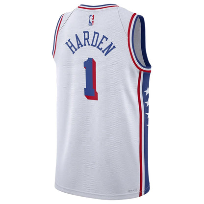 Nike NBA 76ers Association Edition Jersey 'James Harden #1' White 2023 (DX8472-100)