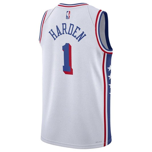Nike NBA 76ers Association Edition Jersey 'James Harden #1' White 2023 (DX8472-100)