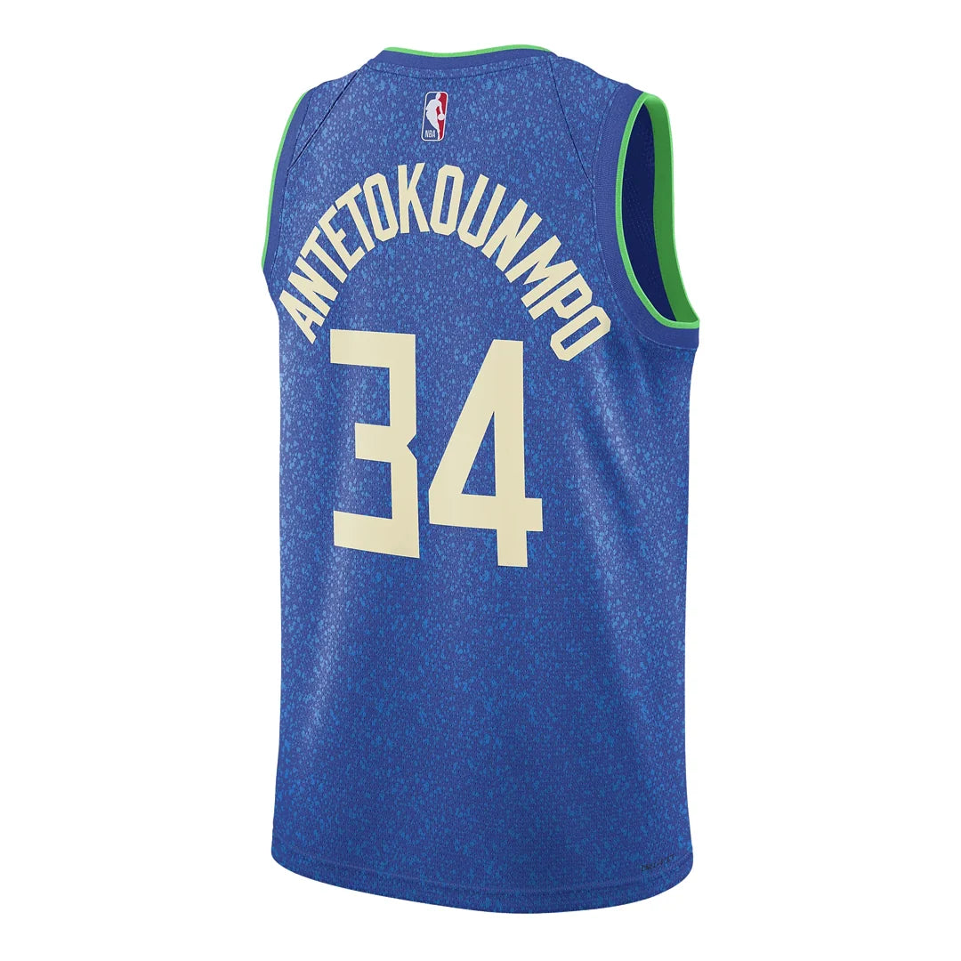 Nike NBA Milwaukee Bucks 2023-24 City Edition Swingman Jersey 'Giannis Antetokounmpo #34' Royal Blue (DX8509-407)