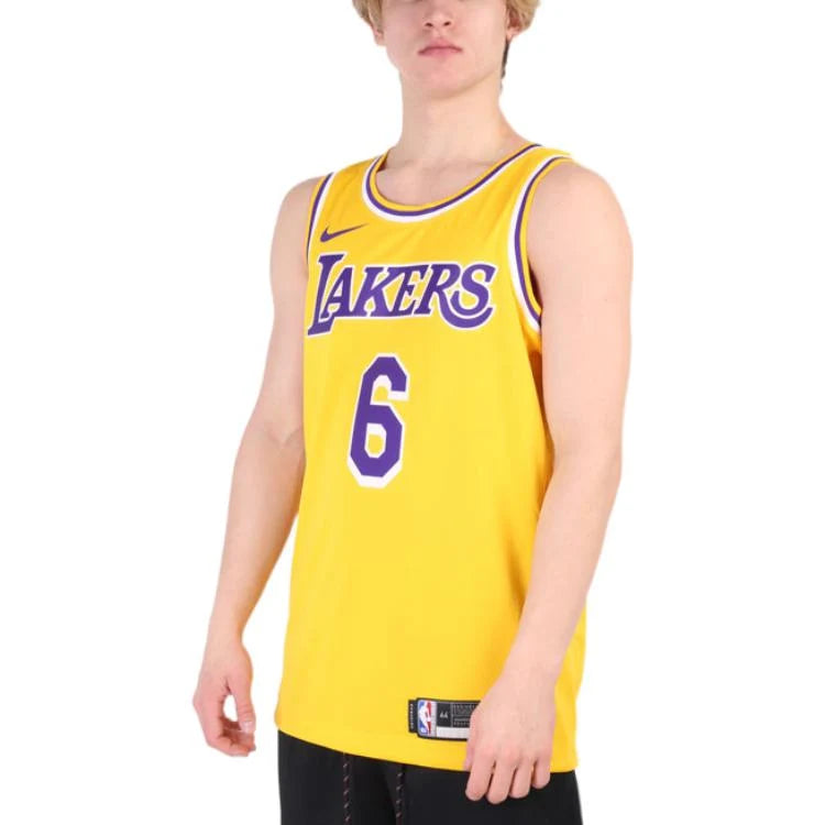 Nike NBA Los Angeles Lakers Icon Edition Swingman Jersey 'LeBron James #6' Gold (CW3669-738)