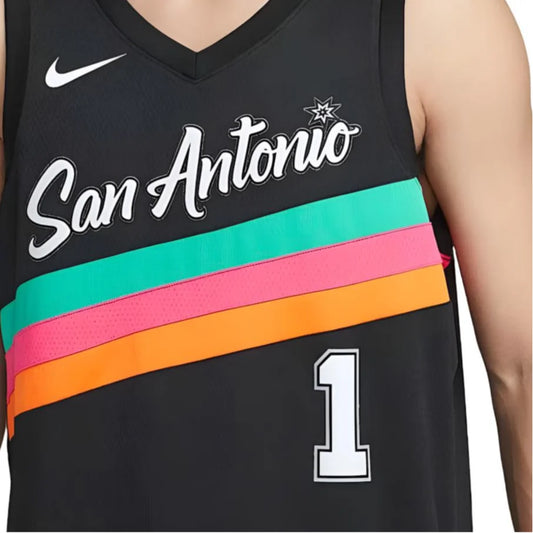 Nike NBA Spurs City Edition Jersey 'Victor Wembanyama #1' Black 2023 (HM5996-013)