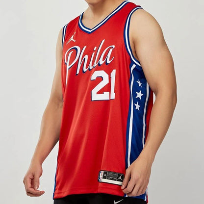 Jordan Brand NBA Philadelphia 76ers Statement Edition Swingman Jersey 'Joel Embiid #21' Red 2020 (CV9490-666)