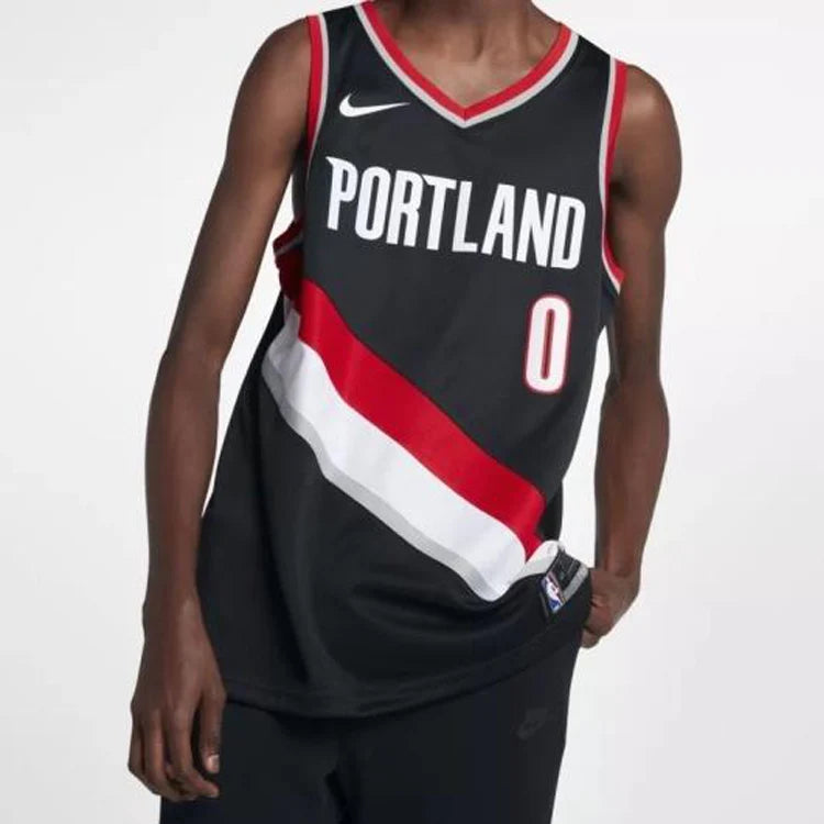 Nike NBA Portland Trail Blazers Icon Edition Swingman Jersey 'Damian Lillard #0' Black 2017 (864505-010)