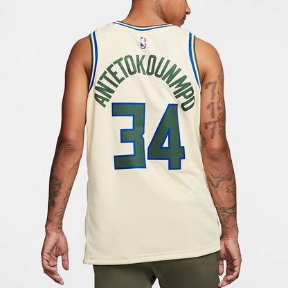 Nike NBA Milwaukee Bucks City Edition Jersey 'Giannis Antetokounmpo #34' Cream City 2019 (AV4652-280)