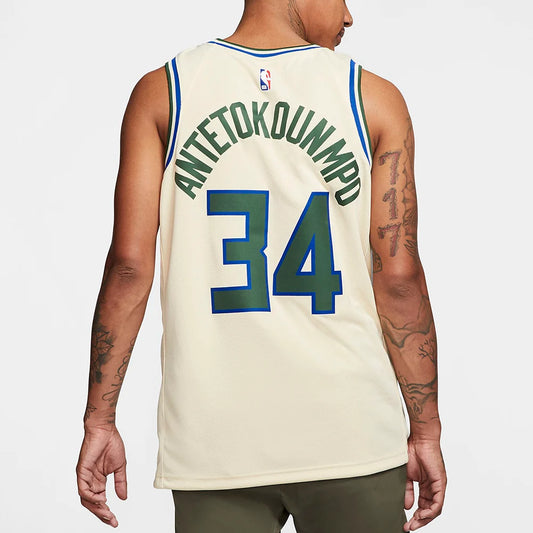 Nike NBA Milwaukee Bucks City Edition Jersey 'Giannis Antetokounmpo #34' Cream City 2019 (AV4652-280)