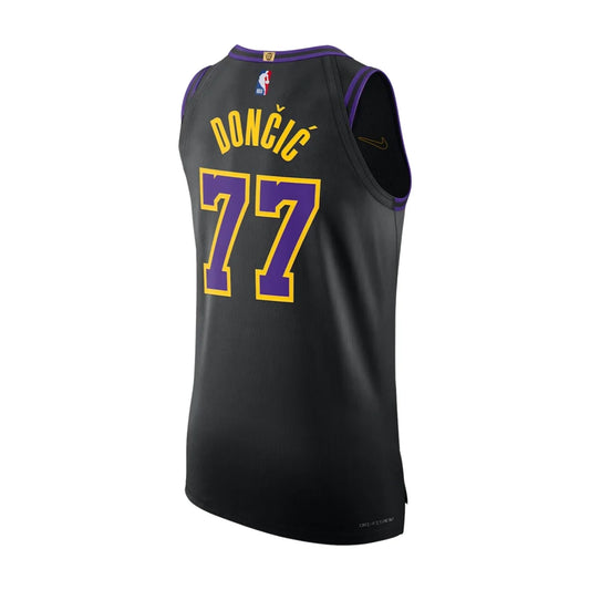 Nike NBA Los Angeles Lakers City Edition Authentic Jersey 'Luka Dončić #77' Black (DX8763-014)