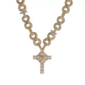 Sacred Heart Cross Pendant Iced Necklace