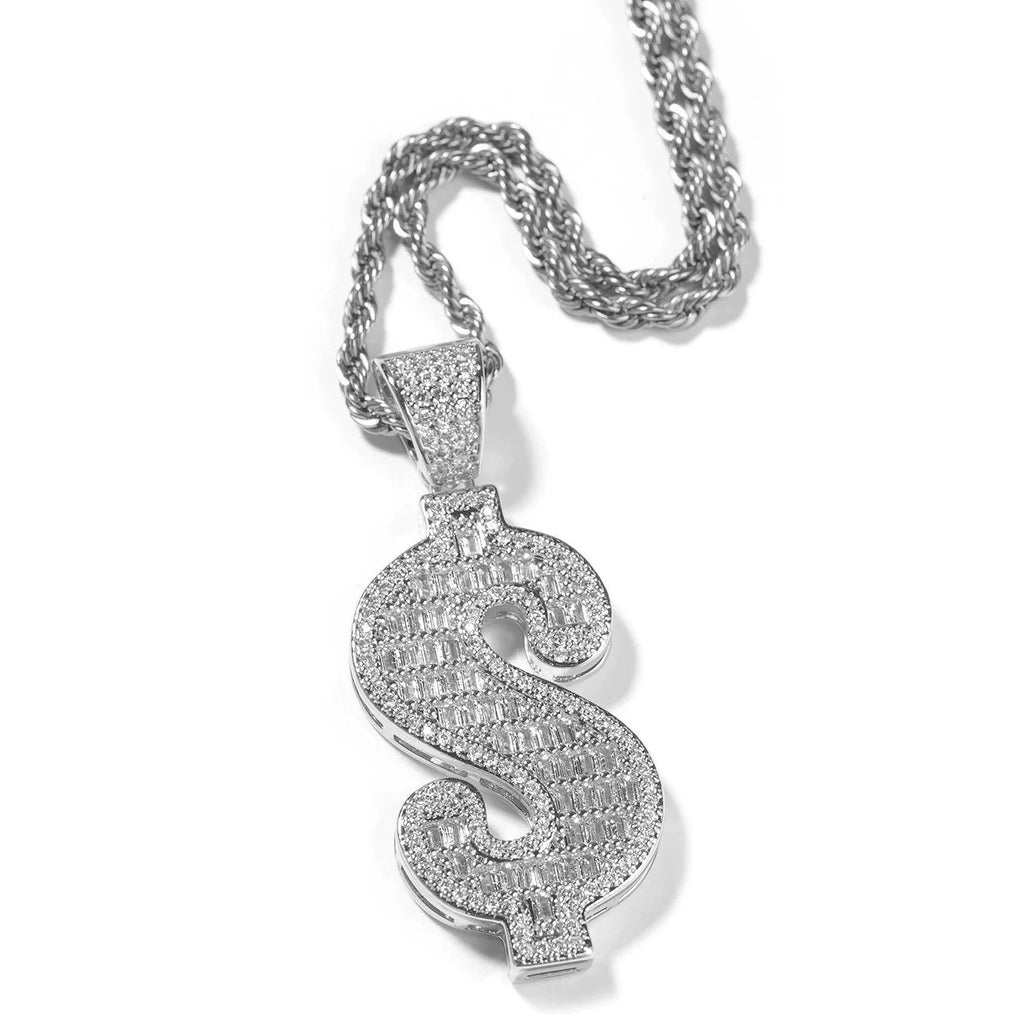 Money Bag Baguette Iced Necklace