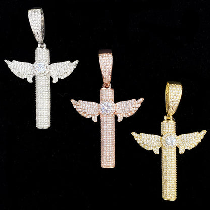 Seraph Cross Iced Pendant Necklace