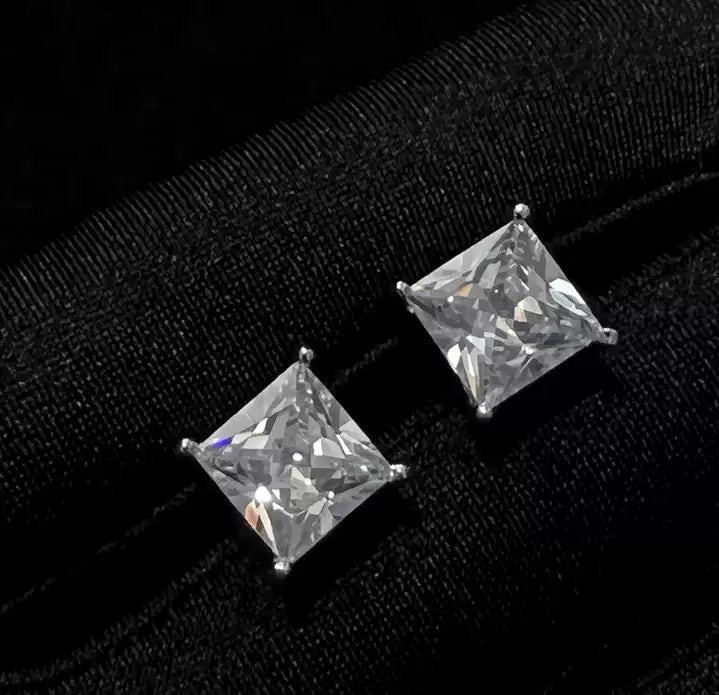 Princess Cut CZ Solitaire Stud Earrings