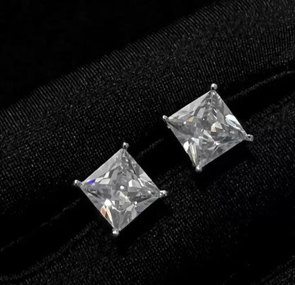 Princess Cut CZ Solitaire Stud Earrings