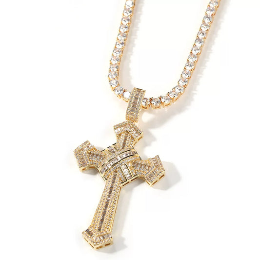 Vault Baguette Cross Pendant Necklace
