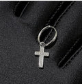 CZ Cross Charm Huggie Hoop Earrings