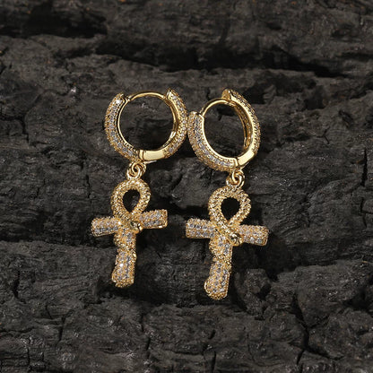 The Ankh Drop Huggie Earrings
