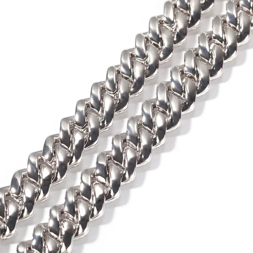 Pink & White Iced Cuban Link Chain Necklace